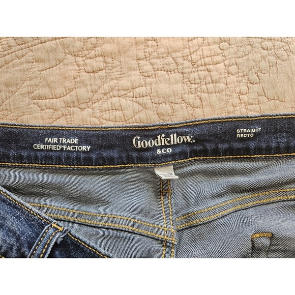 Goodfellow Straight Recto Fair Trade Certified Factory Men's Blue Jeans 38X32 - Picture 3 of 5